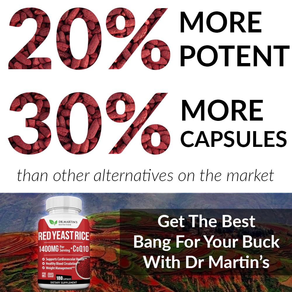 DR. MARTIN'S NUTRITION Red Yeast Rice Extract & CoQ10 Supplement Capsule 180 Count