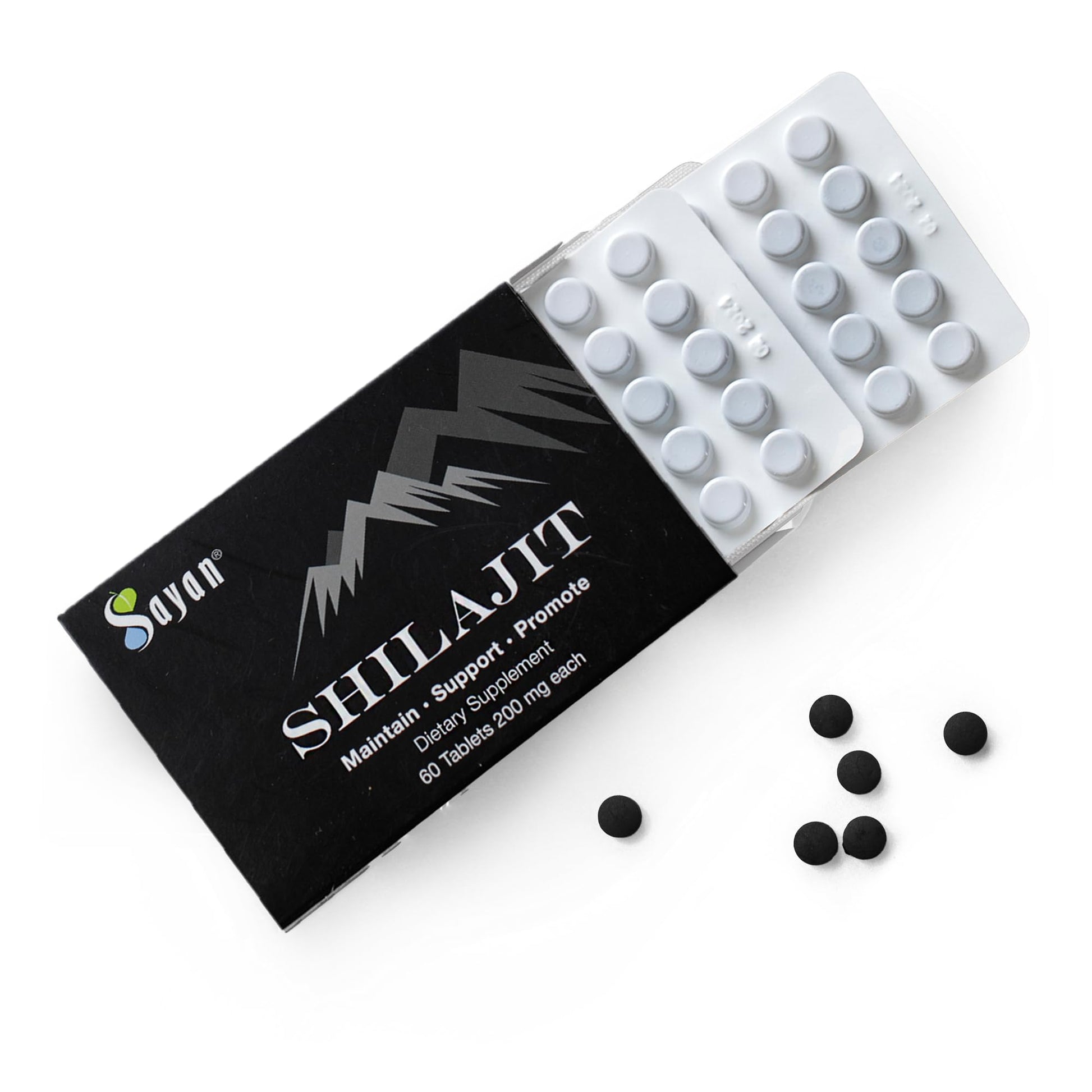 Sayan 100% Pure Shilajit 12,000mg High-Potency Tablets, 60 Tablets