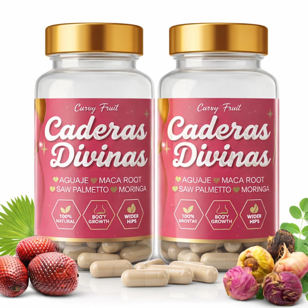 Curvy Fruit Caderas Divinas: Bigger Booty & Wider Hips – Aguaje + Maca Pills with Moringa & Saw Palmetto, 120 Capsules