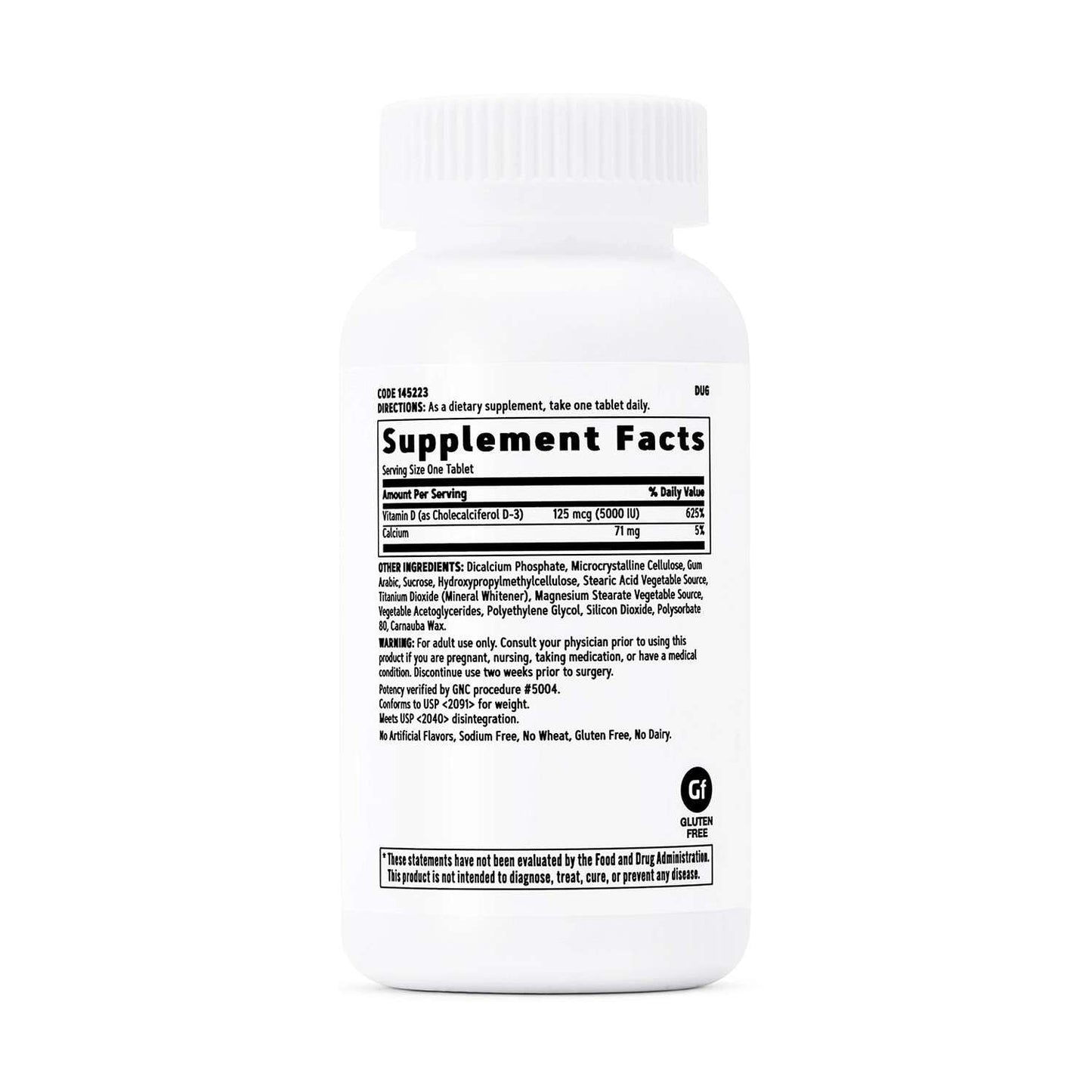 GNC Vitamin D3 125mcg Supplement, 5000 IU, 180 Tablets