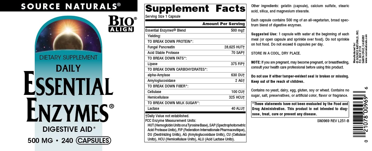 Source Naturals Essential Enzymes Digestive Aid Capsule 240 Count