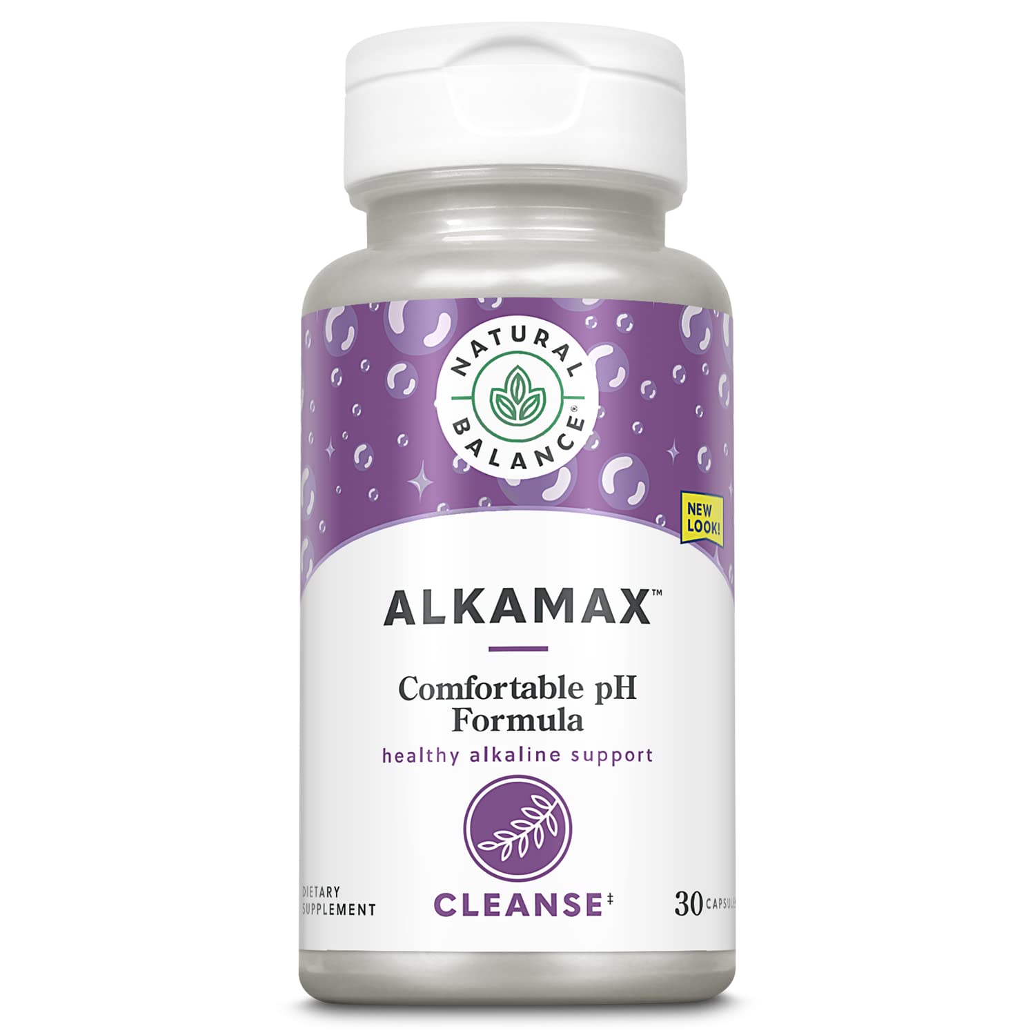 Natural Balance AlkaMAX Comfortable pH Formula Healthy Alkaline Support Supplement Calcium, Magnesium, Potassium, Glycine & DGL 30 Capsules