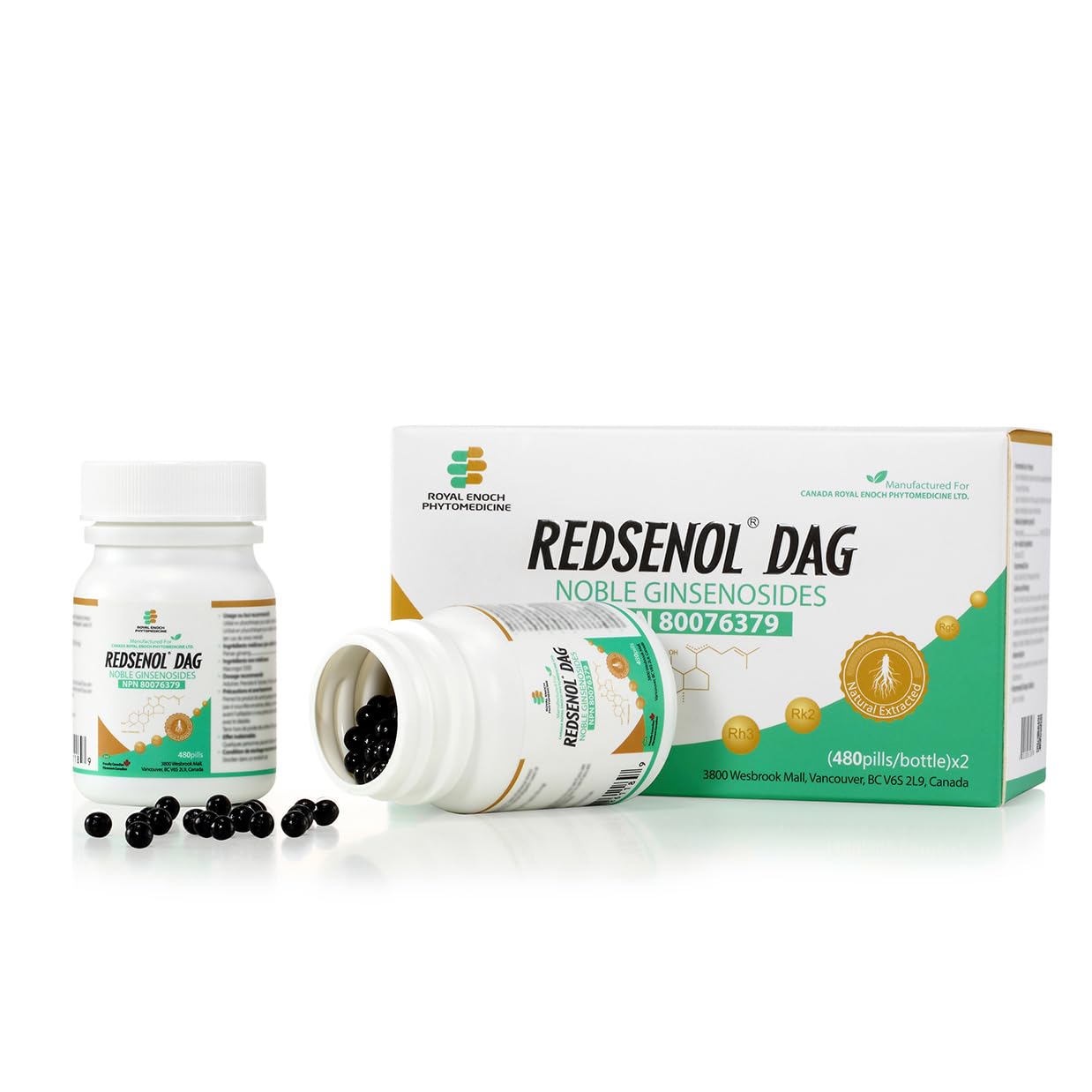 REDSENOL DAG Sublingual Ginseng Capsule, High-Potency Extract, 960 Count