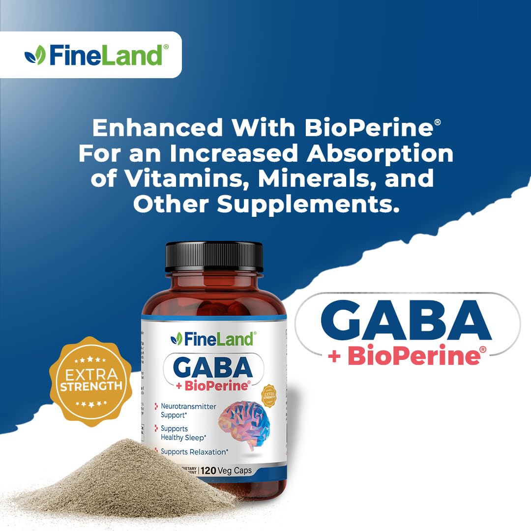 FineLand GABA + BioPerine Gamma-Aminobutyric Acid Supplement Capsule 120 Capsules