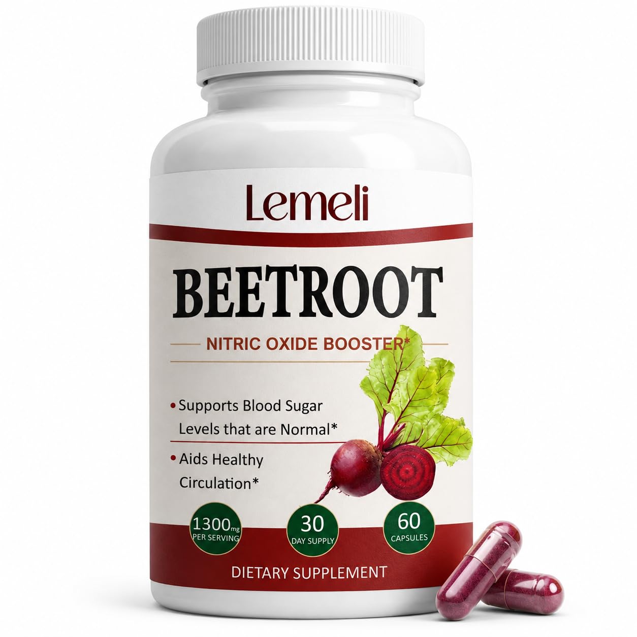 Lence Lemeli Beetroot 1300mg Capsules, 60 Count