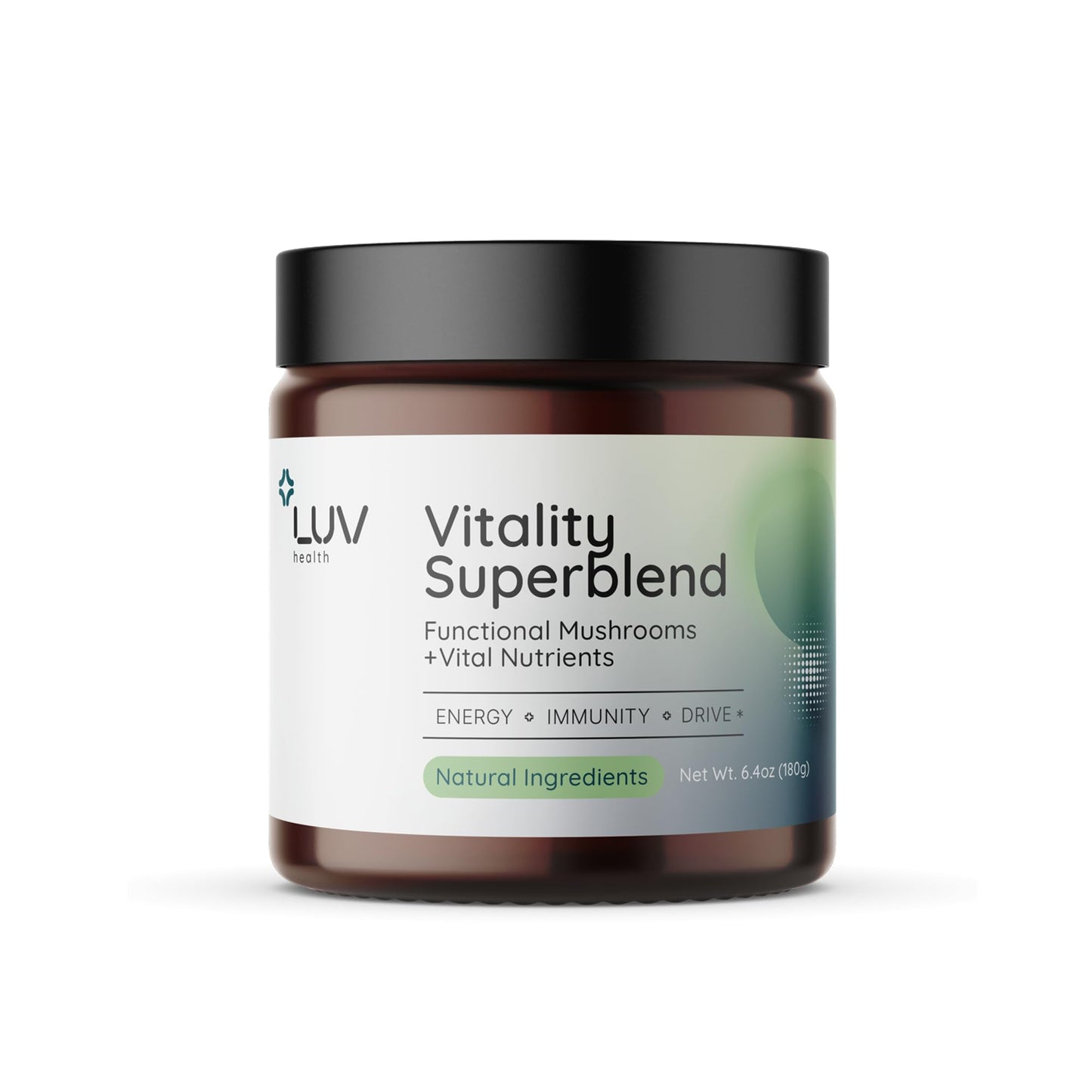 LUV health Vitality Superblend Mushroom Supplement Powder, 19.2 Ounces