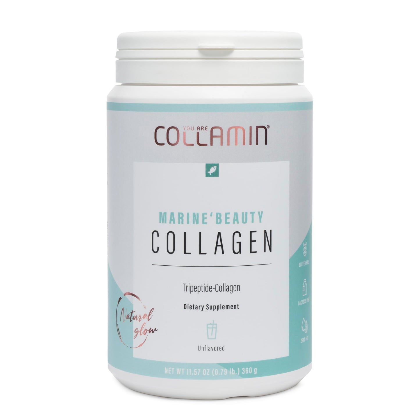 Collamin Marine Beauty Hydrolyzed Tripeptide Marine Collagen Powder from Wild-Caught Fish - Bioavailable with Essential Amino Acids, Supports Skin, Hair, Nails, Joints & Bones - 11.57 Ounce