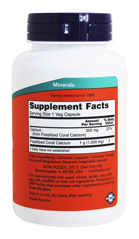 NOW Foods Coral Calcium 1000 mg Capsules, 100 Vcaps