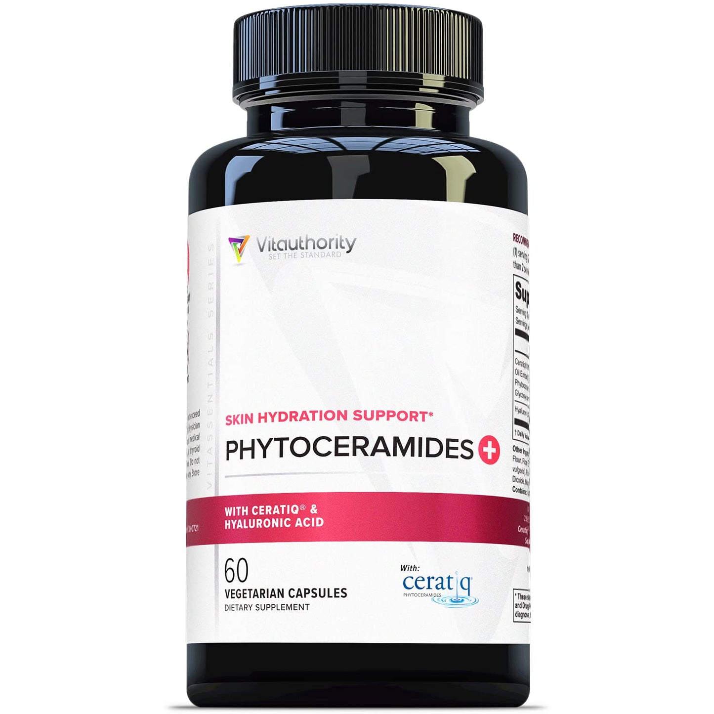Vitauthority Hydrating Anti Aging Phytoceramides Supplement with Ceratiq Ceramides & Hyaluronic Acid 700mg for Skin Barrier Repair, Itchy Dry Skin, 60 Capsules