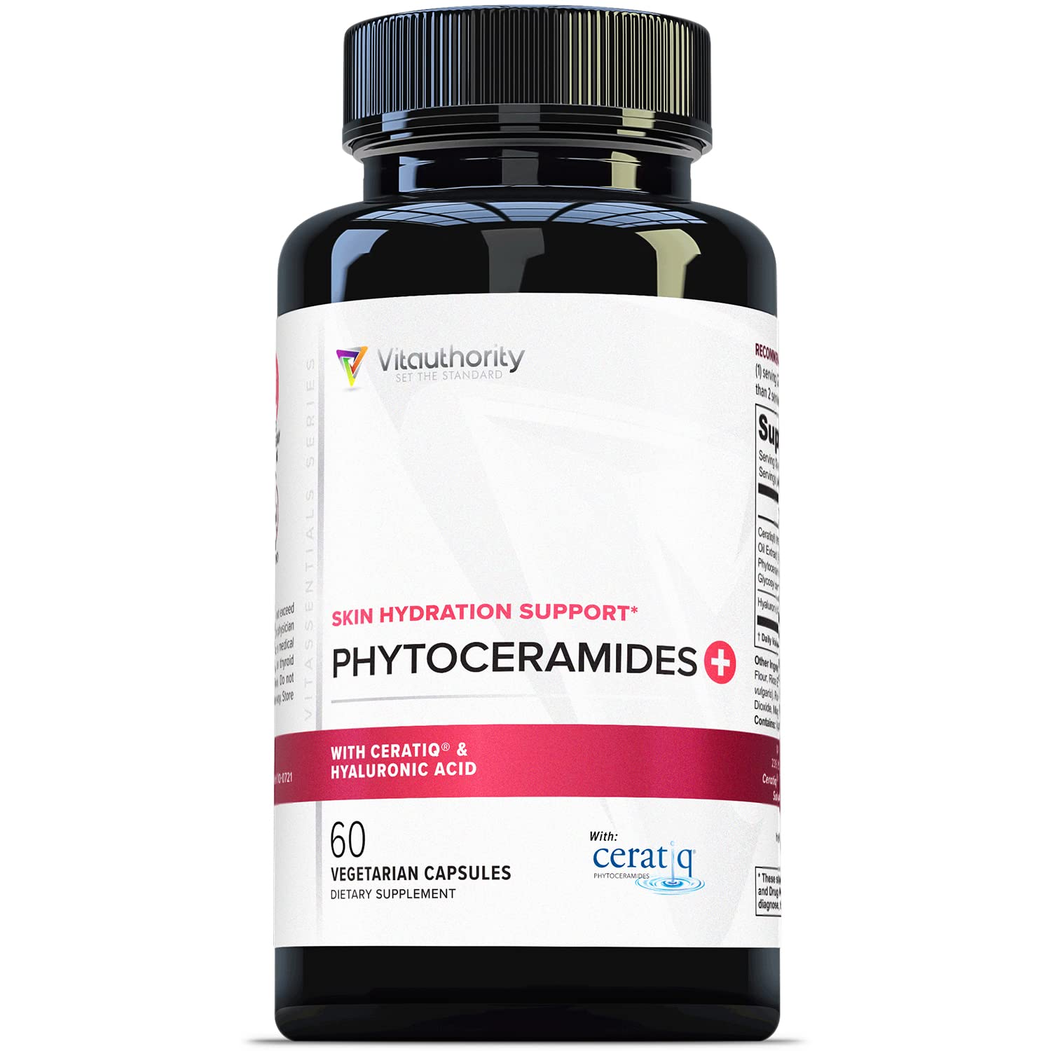 Vitauthority Hydrating Anti Aging Phytoceramides Supplement with Ceratiq Ceramides & Hyaluronic Acid 700mg for Skin Barrier Repair, Itchy Dry Skin, 60 Capsules