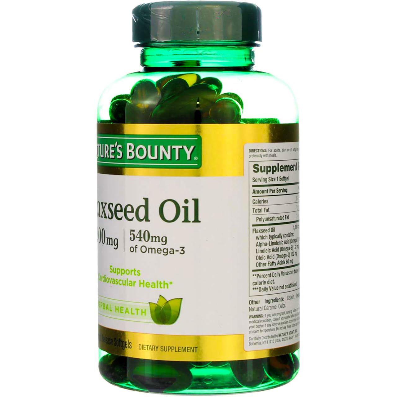 Nature's Bounty Flaxseed Oil 1200 mg Softgels, 375 Count