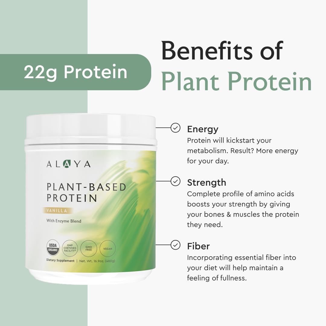 Alaya Naturals Organic Plant Based Protein Powder - Vanilla, 1.06 Pound