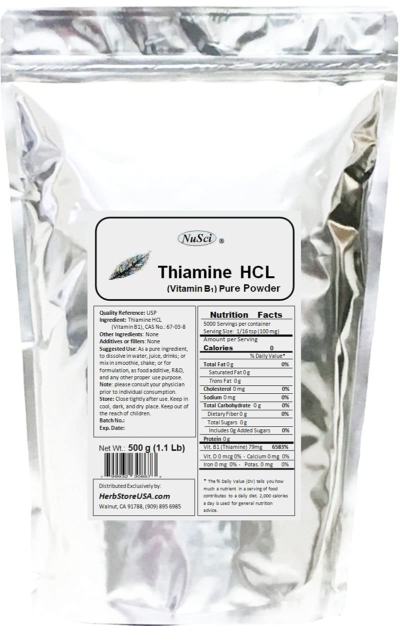 NuSci Thiamine HCl Vitamin B1 Powder 17.637 Ounce