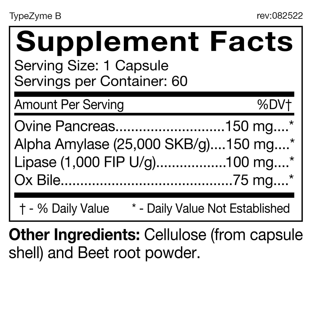 D'Adamo Personalized Nutrition TypeZyme Digestive Enzyme Capsule 60 Count
