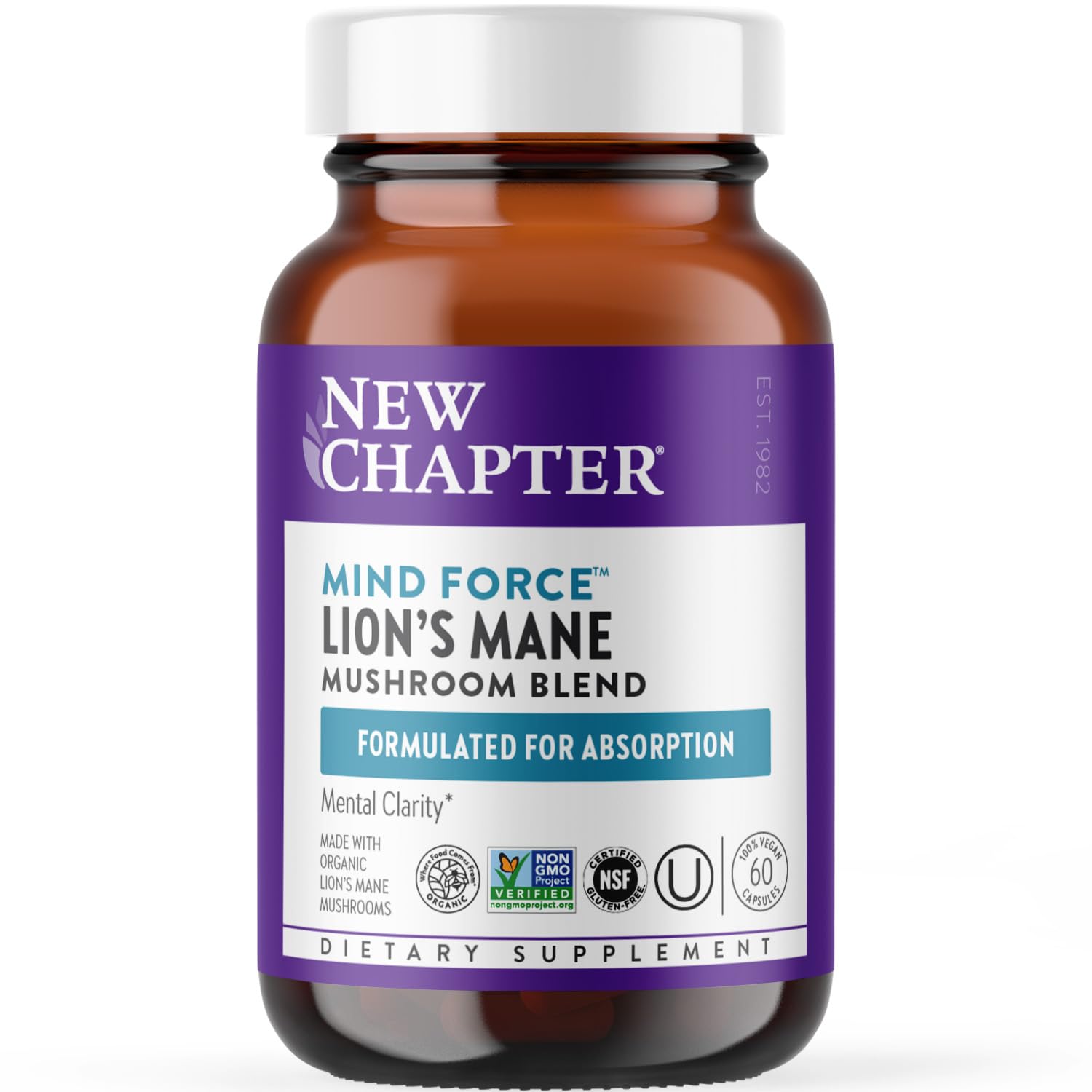 New Chapter LifeShield Mind Force Mushroom Supplement Capsules, 60 Count