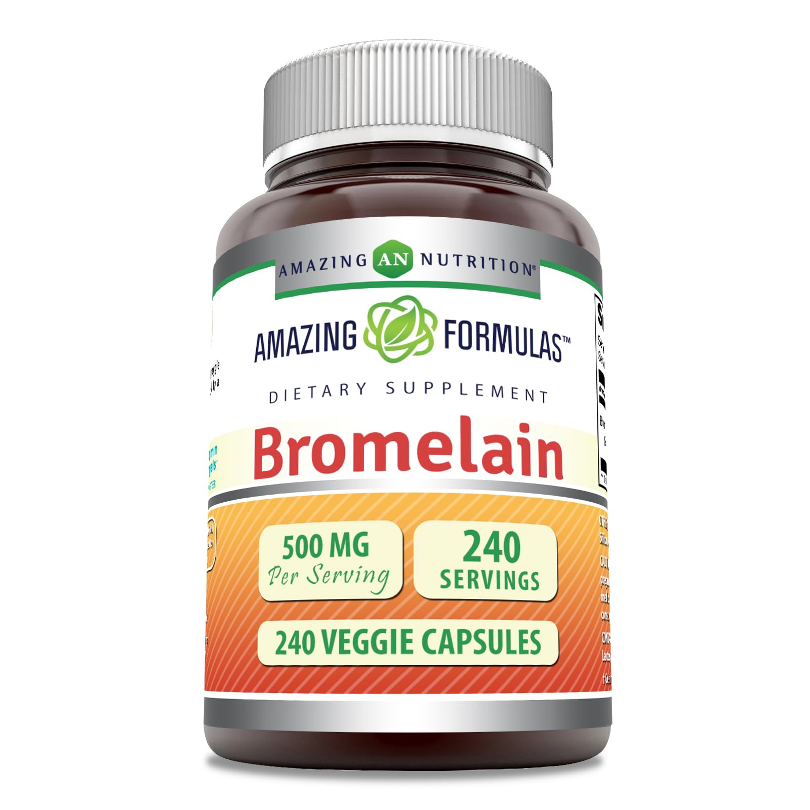 Amazing Nutrition Bromelain 500mg 2400 GDU Veggie Capsules, 240 Count
