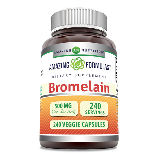 Amazing Nutrition Bromelain 500mg 2400 GDU Veggie Capsules, 240 Count