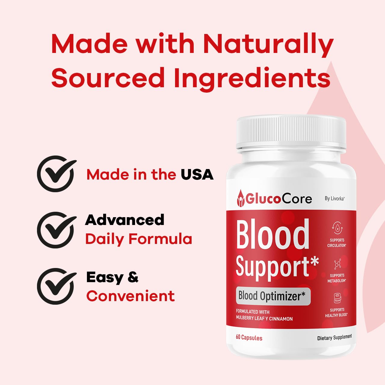 LIVORKA GlucoCore Blood Health Support Premium Pills, 300 Capsules