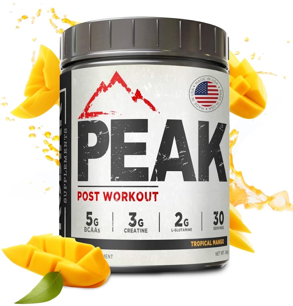 Kodiak Supplements Peak Post Workout BCAA 2:1:1 Creatine Glutamine Muscle Recovery and Strength Building Supplement Powder, 12.8 oz