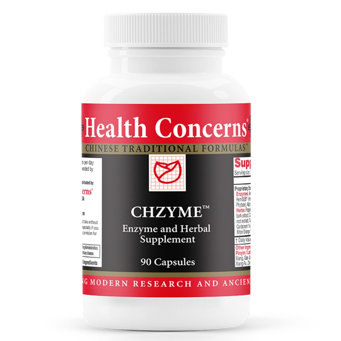 Health Concerns Chzyme Enzyme & Herbal Supplement for Digestion, Bloating, & Qi Balance 90 Capsules