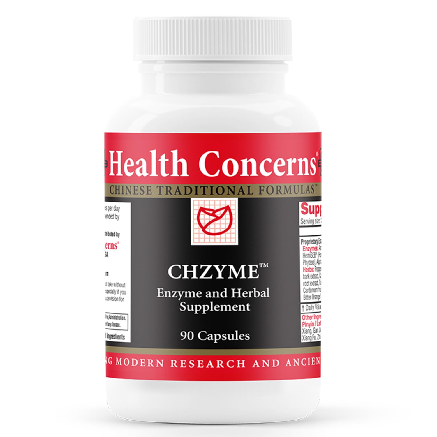 Health Concerns Chzyme Enzyme & Herbal Supplement for Digestion, Bloating, & Qi Balance 90 Capsules