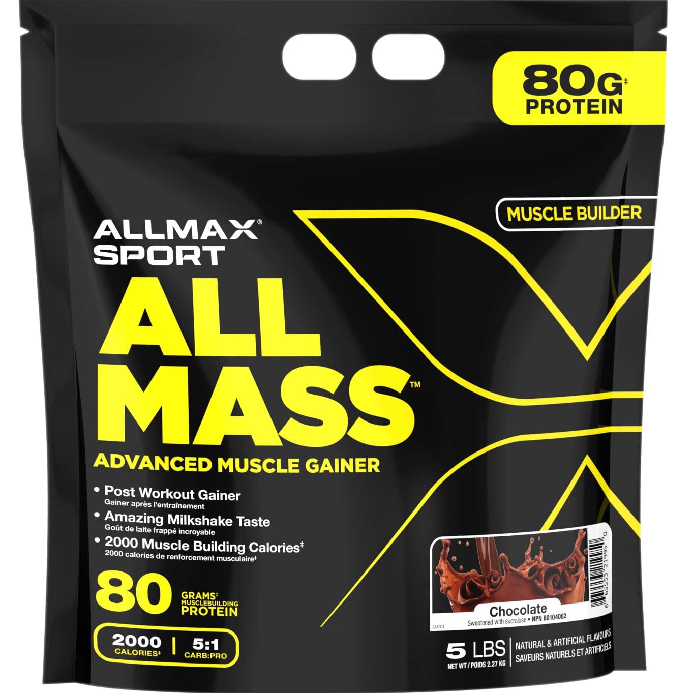 ALLMAX ALLMASS Powder, Chocolate - 5 lb - Advanced Muscle Gainer - Up to 80 Grams of Protein Per Serving - 5:1 Carb-to-Protein Ratio - Up to 24 Servings
