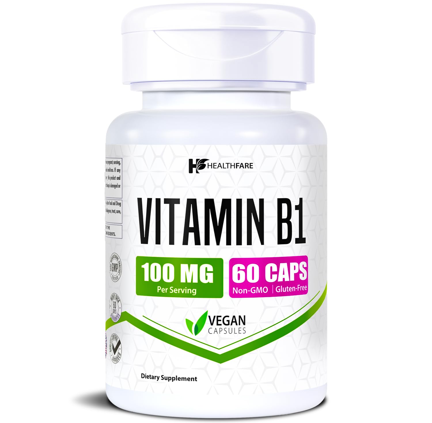 Healthfare Vitamin B1 100mg Capsule, 60 Count