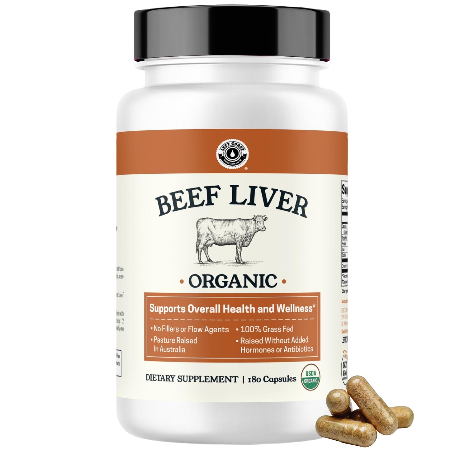 Left Coast Performance Beef Liver Capsules 300 Capsules