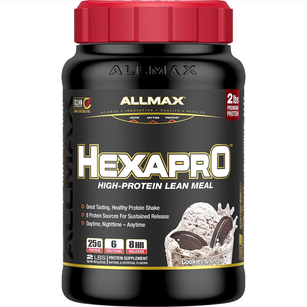 ALLMAX HEXAPRO Cookies & Cream Protein Powder, 2 lb, 21 Servings