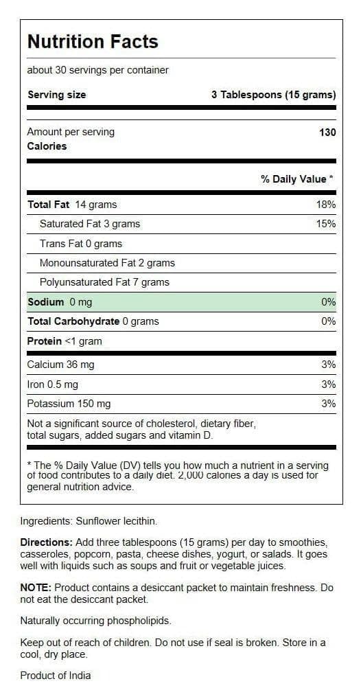 Swanson Sunflower Lecithin Brain Health Nervous System Support Non-GMO Soy-Free Vegetarian 16 oz (1lb) 454 gram Powder (2 Pack)