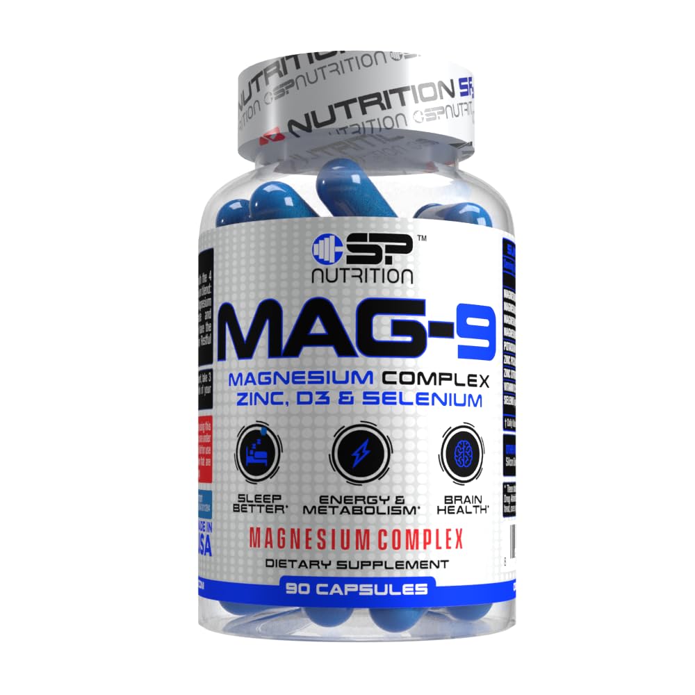 S Nutrition MAG-9 Magnesium Complex, Zinc, D3 & Selenium for Sleep & Energy Support, 90 Capsules