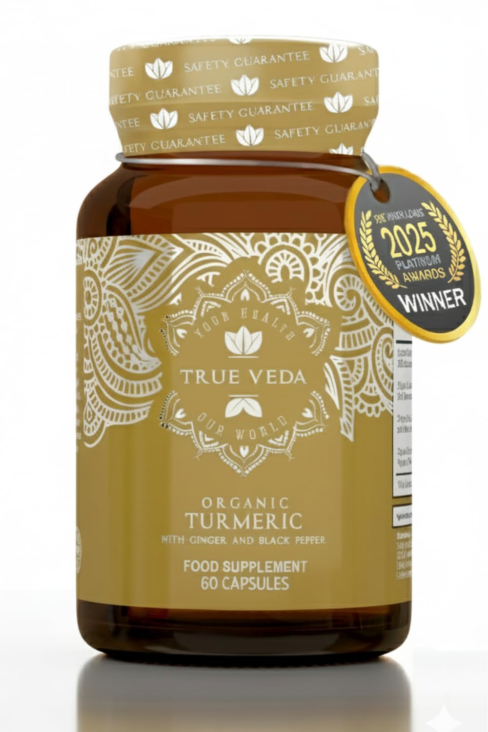 True Veda Turmeric Curcumin Supplement with Ginger and Black Pepper Capsules, 60 Count