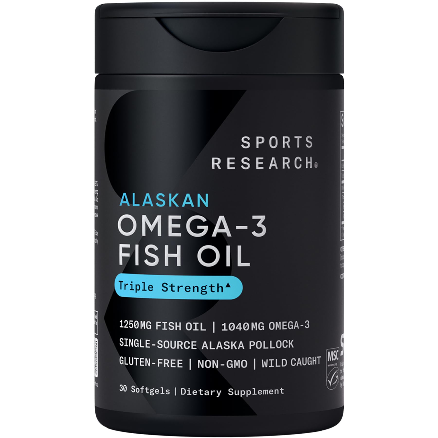 Sports Research Omega-3 Fish Oil 1250mg Softgels 30 Count