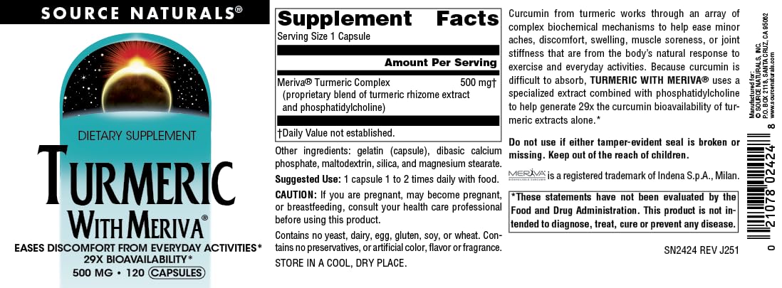 Source Naturals Turmeric with Meriva 500 mg Capsules, 120 Count