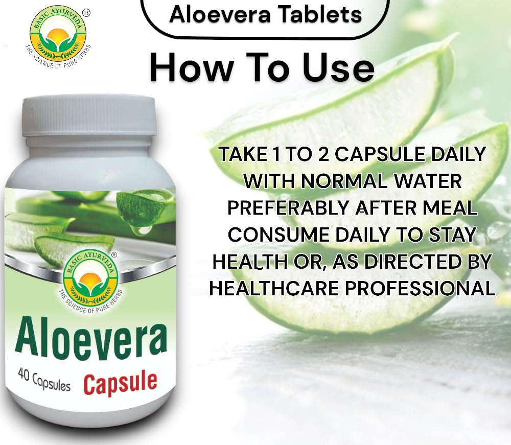 BASIC AYURVEDA Aloe Vera Capsules 40 Count
