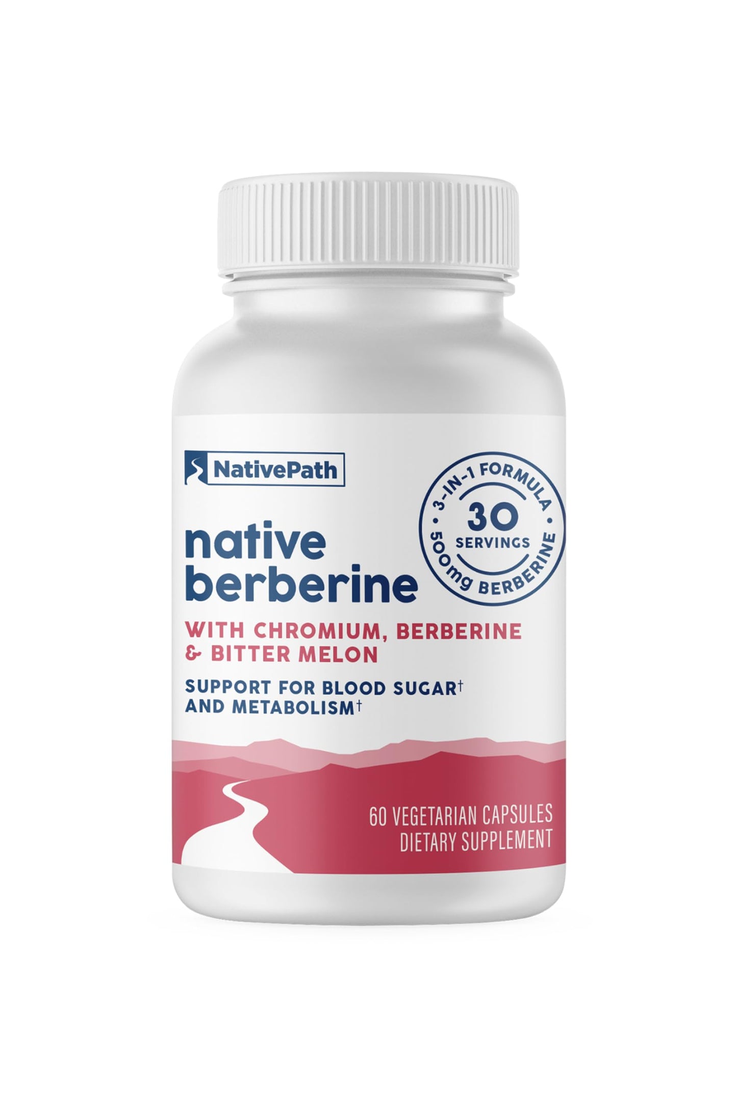 NativePath Native Berberine HCl 3-in-1 Complex with Chromium & Bitter Melon Extract 500mg Capsules, 60 Count