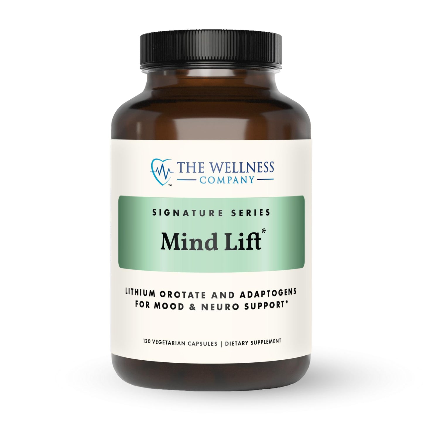 The Wellness Company Mind Lift - Mood Boost, Mental Focus, Cognitive Defense - Lithium, GABA, DHA L-Phenylalanine Capsules, 120 Count