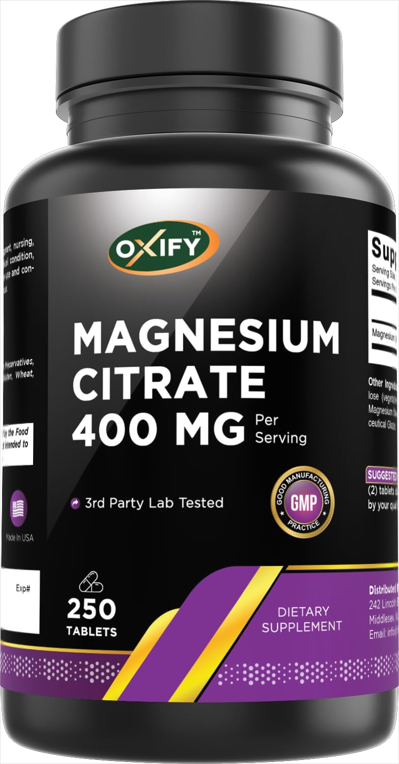 Oxify Magnesium Citrate 400 mg Tablets, 250 Tablets