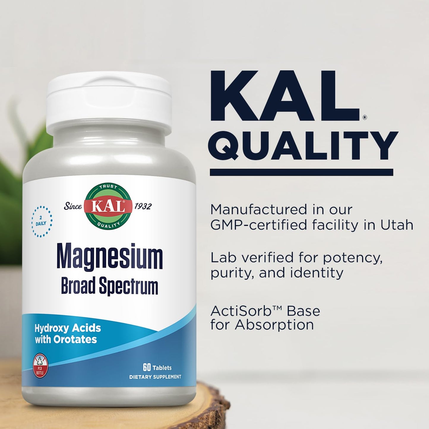 KAL Magnesium 400 mg Broad Spectrum Supplement Tablet, 60 Tablets