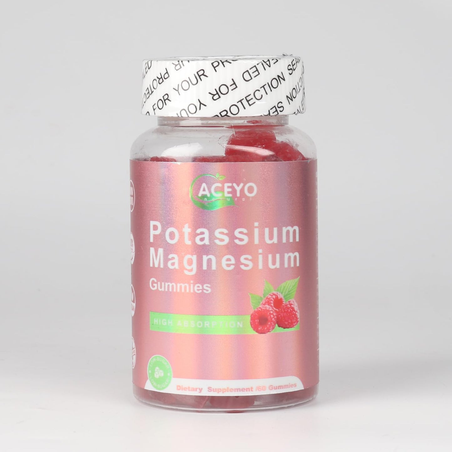 ACEYO Potassium Magnesium Supplement Gummies 60 Count