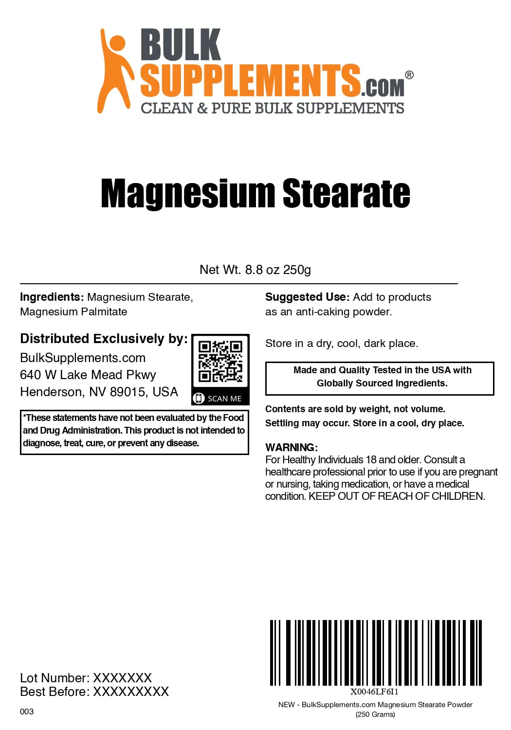 BulkSupplements Magnesium Stearate Powder 8.8 oz