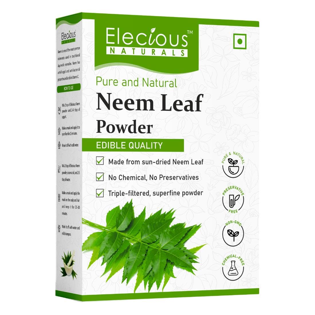 Elecious Neem Powder Margosa (Azadirachta Indica Leaf Powder), 7.0548 oz