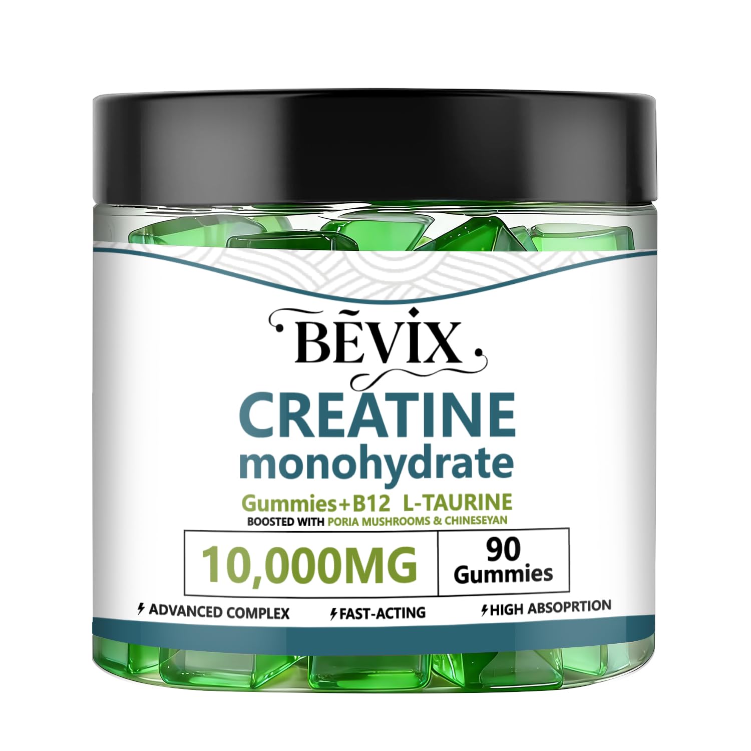 BEVIX Creatine Monohydrate Gummies Chewable 90 Count