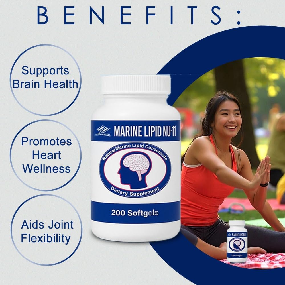 NCB NCB TECHNOLOGY Nu Health Marine Lipid NU-11 Omega 3 Fish Oil, Ginkgo Biloba Softgels 200