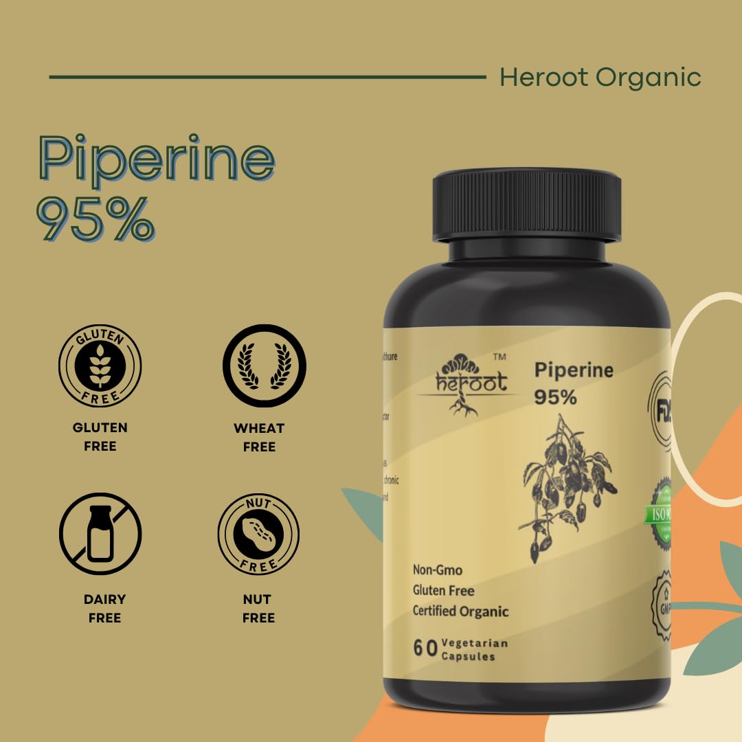 Heroot Piperine 95% (Piper Nigrum) 500 mg Capsule, 120 Capsules