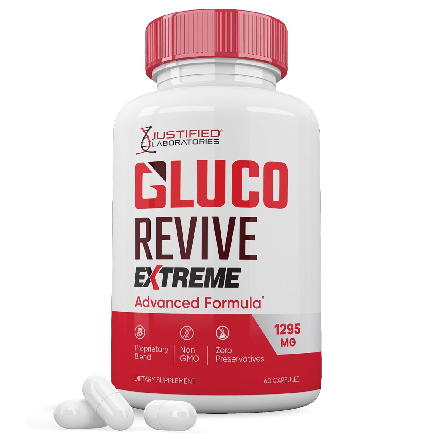Justified Laboratories Gluco Revive Extreme 1295MG Glyco Support 60 Capsules