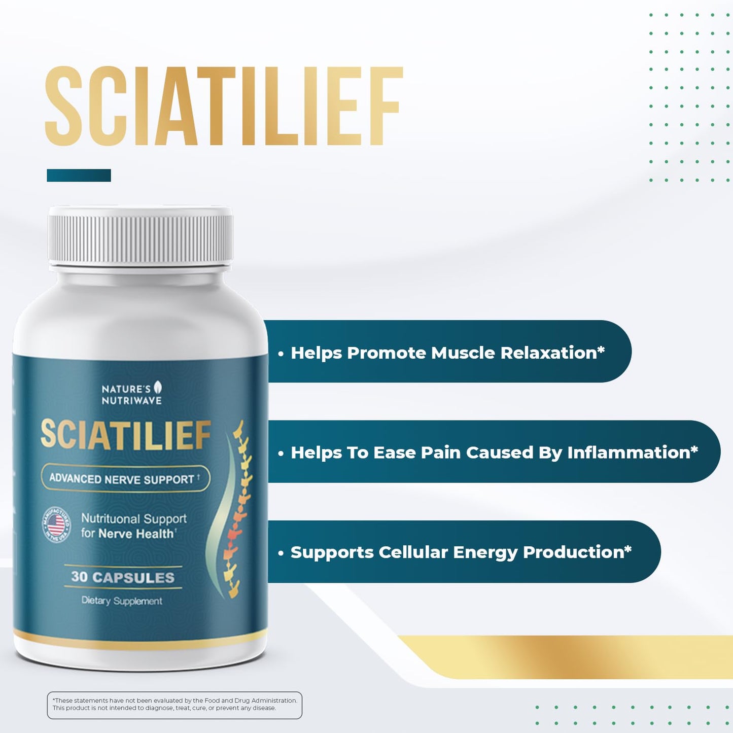 Nature’s NutriWave Sciatilief Daily Magnesium & Botanical Supplement with Alpha Lipoic Acid, Turmeric Extract, CoQ10 & L-Carnitine Capsules, 90 Capsules