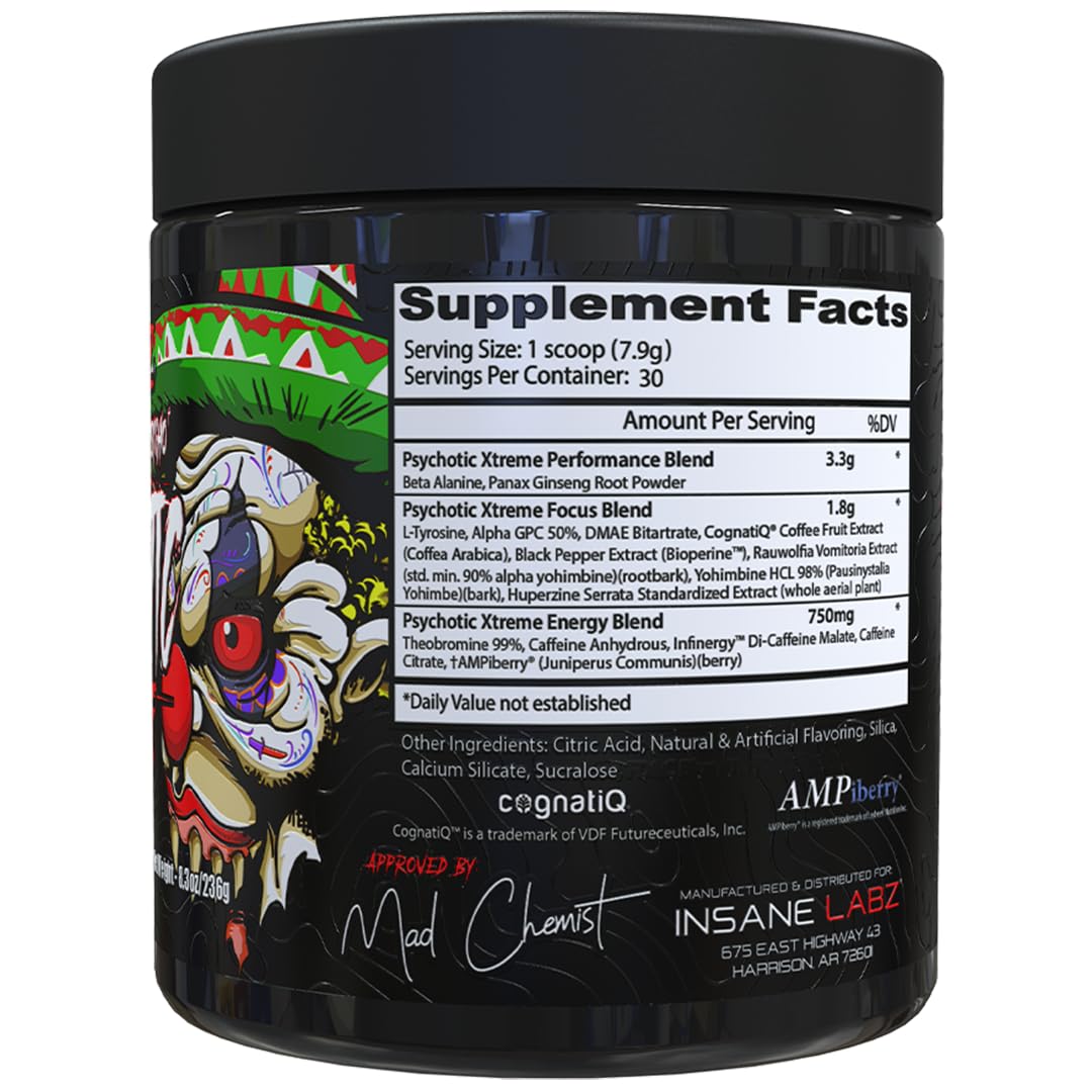 Insane Labz Psychotic Xtreme Pre Workout Powder 8.3 Ounce (Pack of 1)