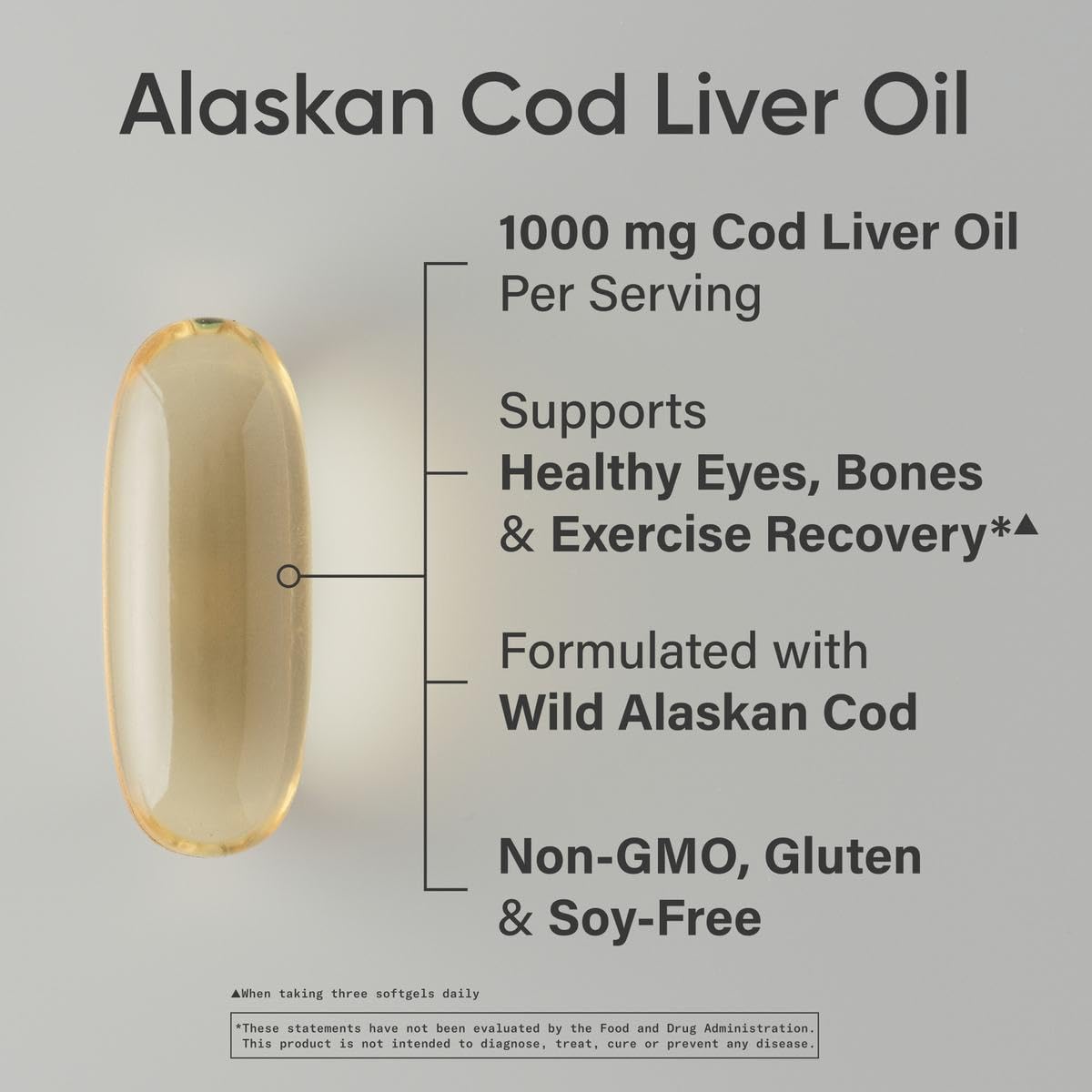 Sports Research Omega-3 Wild Alaskan Cod Liver Oil 1000mg with Vitamins A (1000 IU) & D3 (400 IU) Softgels 120