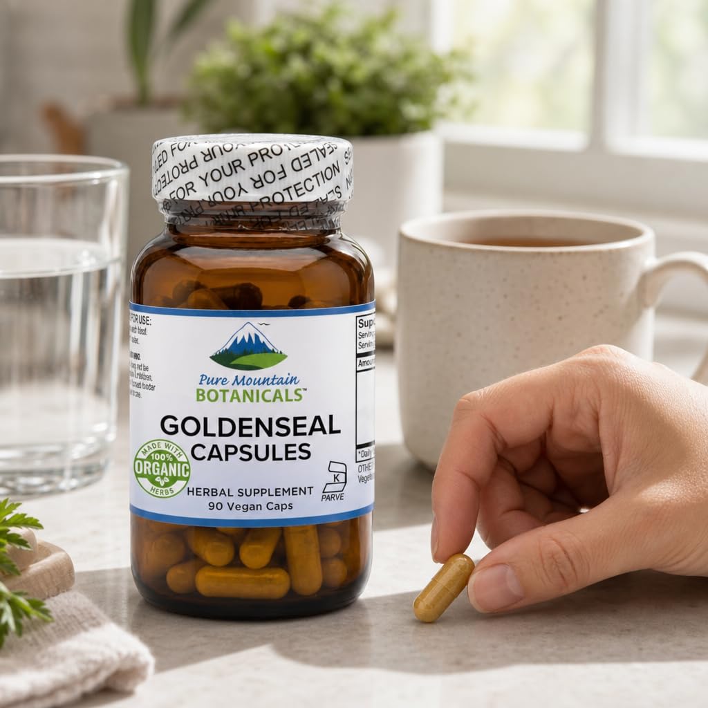 Pure Mountain Botanicals Goldenseal 250mg Capsules, 60 Count